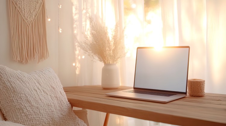 cozy, bohemian workspace